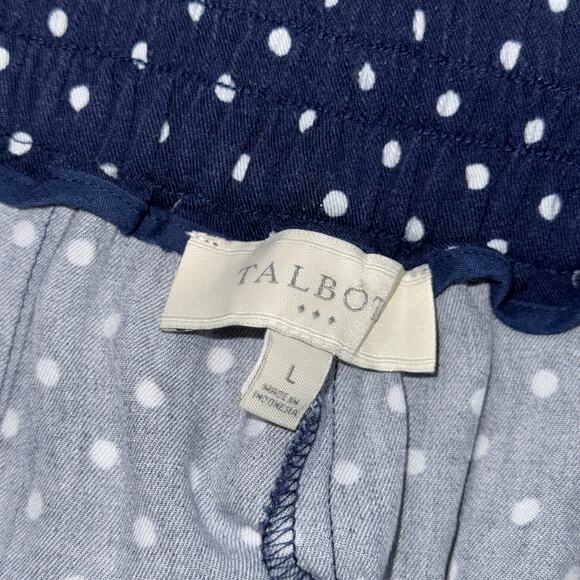 Talbots Women’s Polkadot Wide Leg Pull On Pants Navy Blue Size Large - Picture 4 of 5